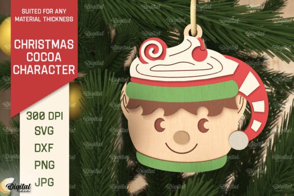 3D Christmas Cocoa Elf Laser Cut: Festive Holiday Design