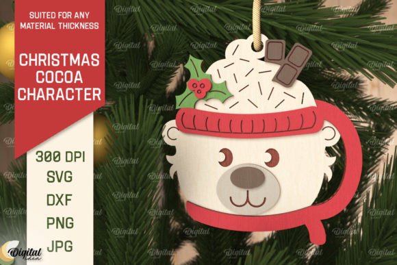 3D Christmas Cocoa Polar Bear SVG Design