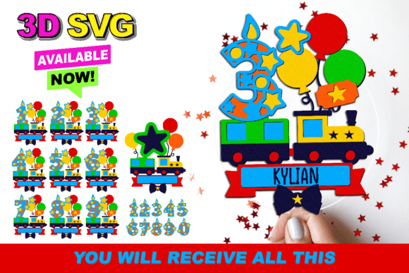 3D Circus Train SVG for Cake Toppers & More