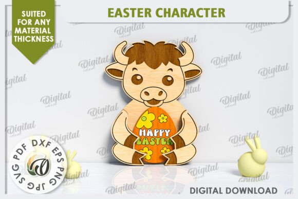 3D Easter Bull Laser Cut Decor
