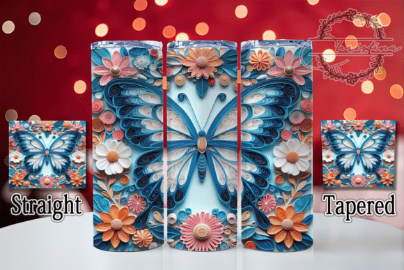 3D Quilling Butterfly Tumbler