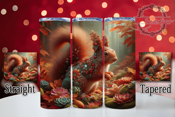 3D Squirrel Wildlife Nature Tumbler Wrap for 20oz Designs