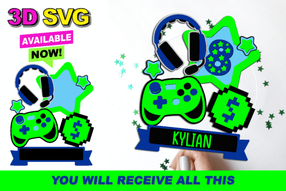 3D SVG Video Game Cake Toppers