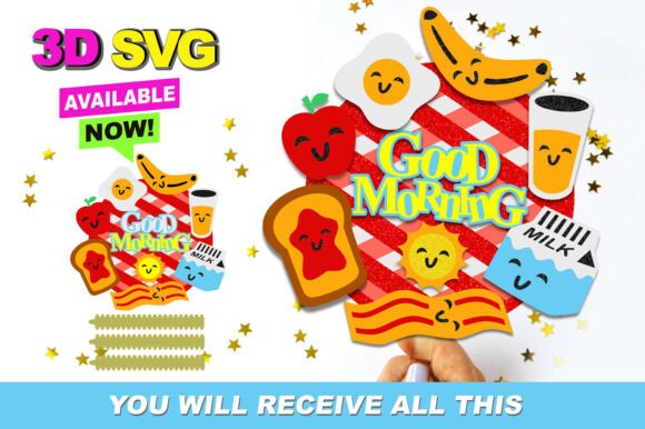 Breakfast Cake Topper 3D SVG