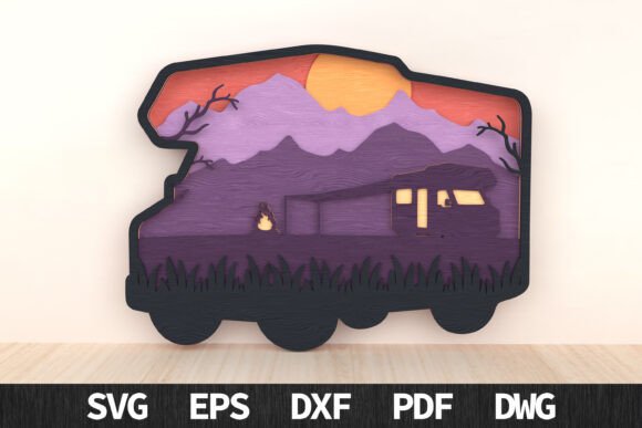 Camper Sunset 3D Layered Wall Art: Your Next Creative Asset
