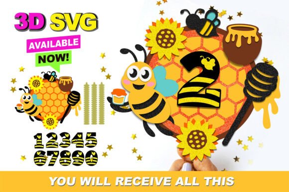 Charming Honey Bee Cake Topper 3D SVG for Sweet Designs