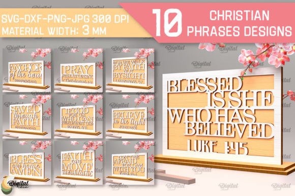 Christian Phrases SVG Bundle: 3D Signs for Inspired Design