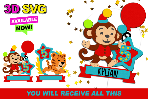 Circus Cake Topper 3D SVG: Instant Download for Cricut & Silhouette