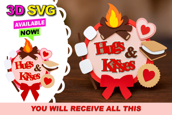 Create Sparkle with Hugs and Kisses Shaker Topper 3D SVG