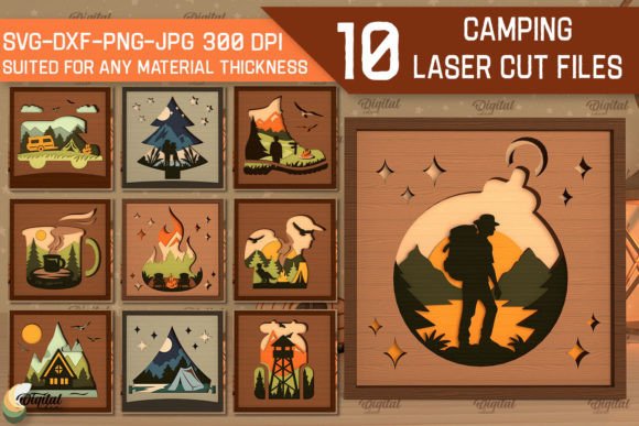Explore the 3D Layered Camping Laser Cut Bundle for Projects