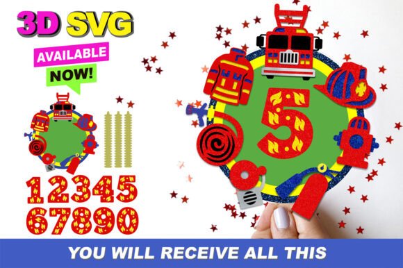 Firefighters Cake Topper 3D SVG for Celebrations