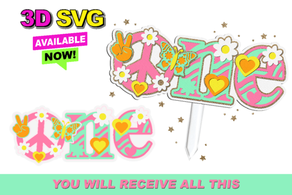 Groovy One 3D SVG: Bold Birthday Graphics