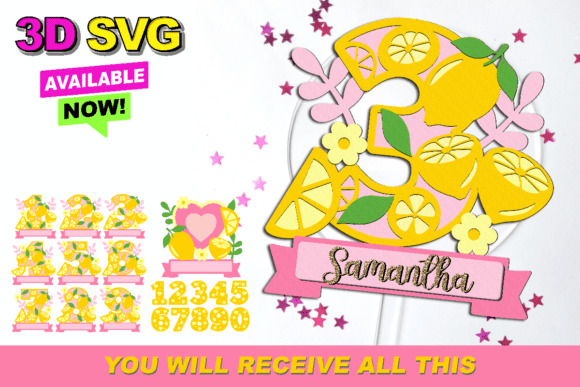 Lemon Numbers 3D SVG: Fun & Vibrant Design Assets