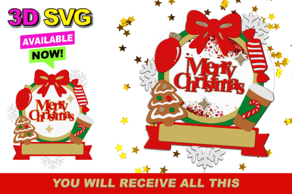 Merry Christmas Shaker Topper 3D SVG: Festive Fun