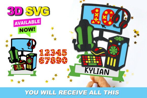 Pc Gamer Cake Topper 3D SVG: Level Up Your Celebrations