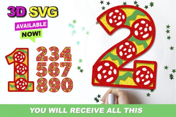 Pepperoni Numbers 3D SVG: Creative Dimensions