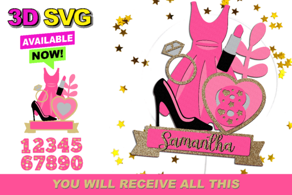Pink Doll Cake Topper 3D SVG: Instant Download for Creative Projects