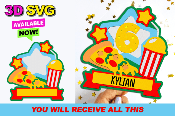 Pizza Cake Topper 3D SVG: Instant Download