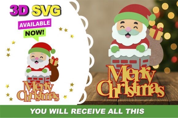 Santa Chimney Topper 3D SVG: Instant Festive Magic