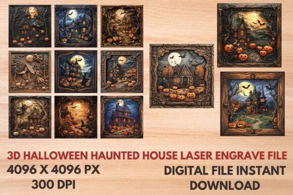 Spooky 3D Halloween House Laser Engrave File
