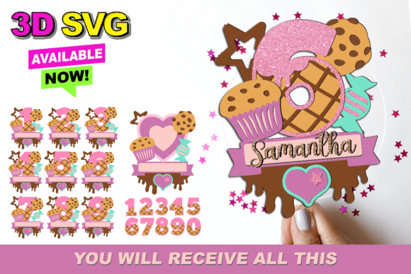 Sweet Numbers Topper 3D SVG: Ready for Immediate Download