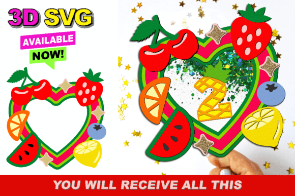 Tutti Fruitti Cake Topper 3D SVG: Instant Download