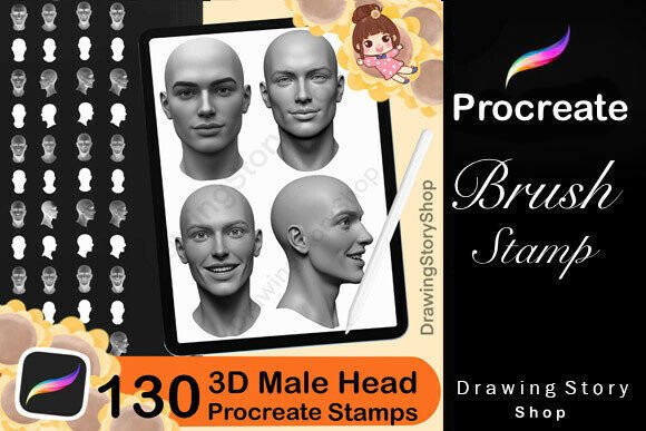 Unlock Dynamic Portraits with 3D Male Head Stamps